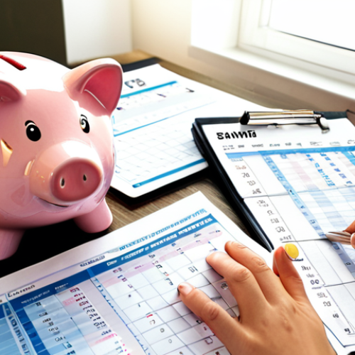 Home 14 Financial Planning & Savings**
* **Prompt:** A person sitting at a desk, reviewing financial documents (statements, budget spreadsheets). Emphasize the sense of planning and careful consideration. Add visual elements representing savings: a piggy bank, charts showing growth, maybe a calendar marking savings goals. Style: Realistic, bright lighting, modern apartment setting. Keywords: budgeting, savings, financial planning, home ownership, personal finance, Poland.
**