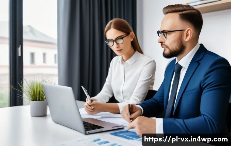 주택 구매 시 대출 심사 기준 이해하기 - A professional Polish bank advisor sitting at a modern office desk, reviewing financial documents wi...