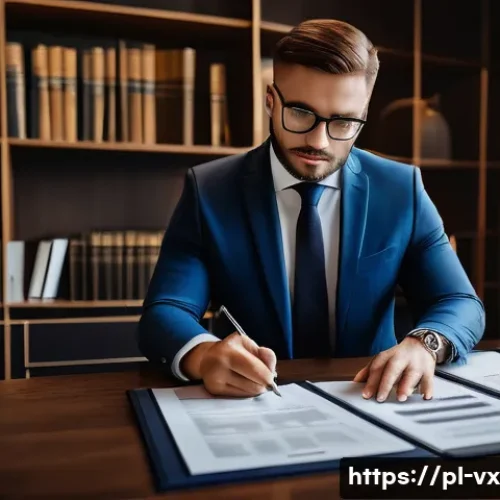 주택 구매 시 법적 절차와 요구 사항 - A professional real estate notary office in Poland, showing a well-dressed notary reviewing detailed...