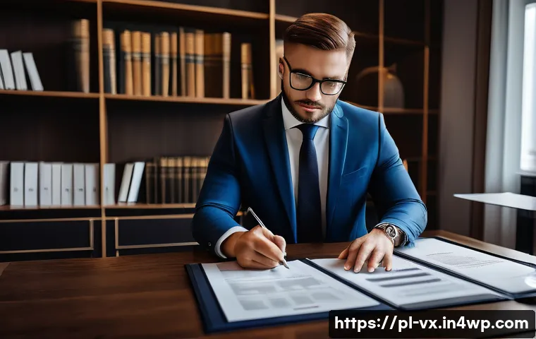 주택 구매 시 법적 절차와 요구 사항 - A professional real estate notary office in Poland, showing a well-dressed notary reviewing detailed...