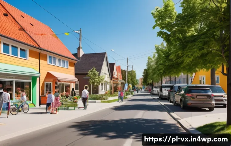 주택 구매를 위한 커뮤니티 리서치 방법 - A vibrant Polish neighborhood scene showing diverse residents engaging in friendly conversations nea...