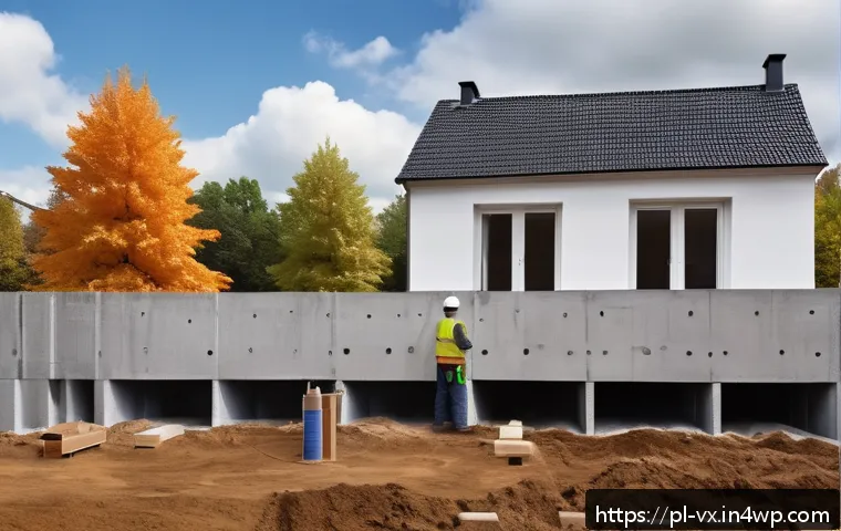 주택 구매 후 기술적인 점검 필요성 - A detailed cross-sectional illustration of a modern Polish residential building’s foundation and ext...
